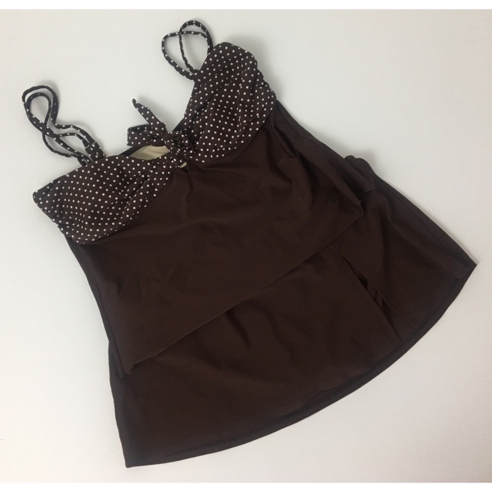 Aqua Couture brown retro feel tankini Sz XL C4